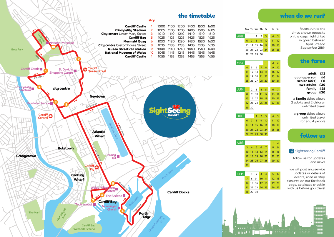 Cardiff Bus Routes Map Sightseeing Cardiff Hop-on, Hop-off Bus Tour