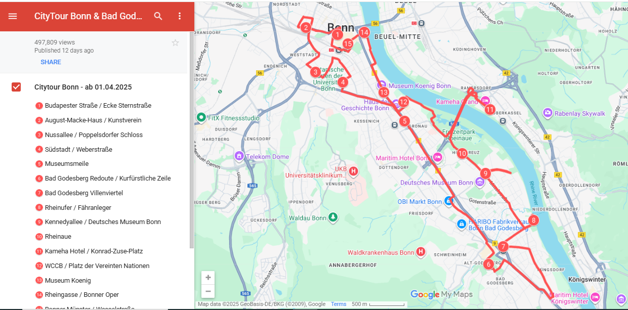 Bonn Train Map Bonn Hop-on, Hop-off bus tour