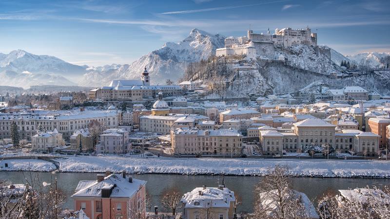 View-of-snowy-Salzburg with-castle-on-the-hill- Christmas-gift-ideas 