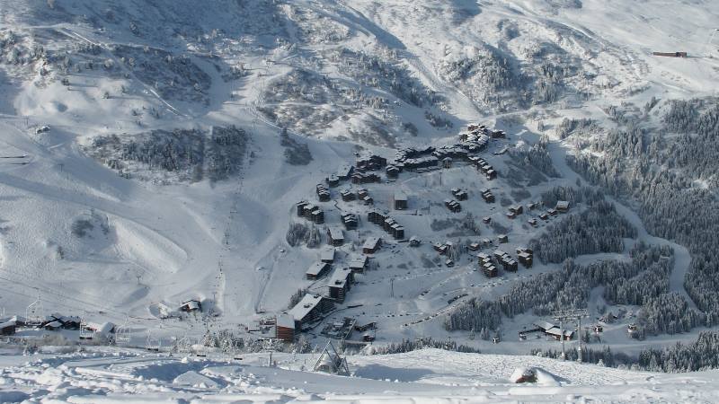 View-looking-down-the-mountain-at-a-skiing-destination