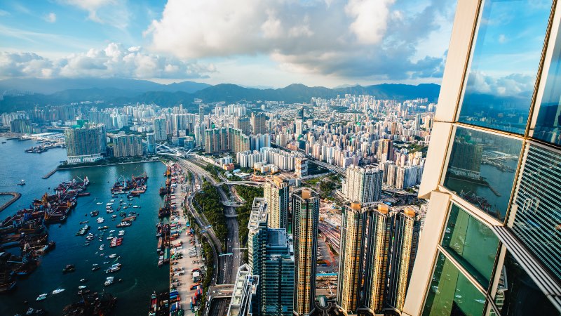 View of the bay from the Sky 100 platform in Hong Kong