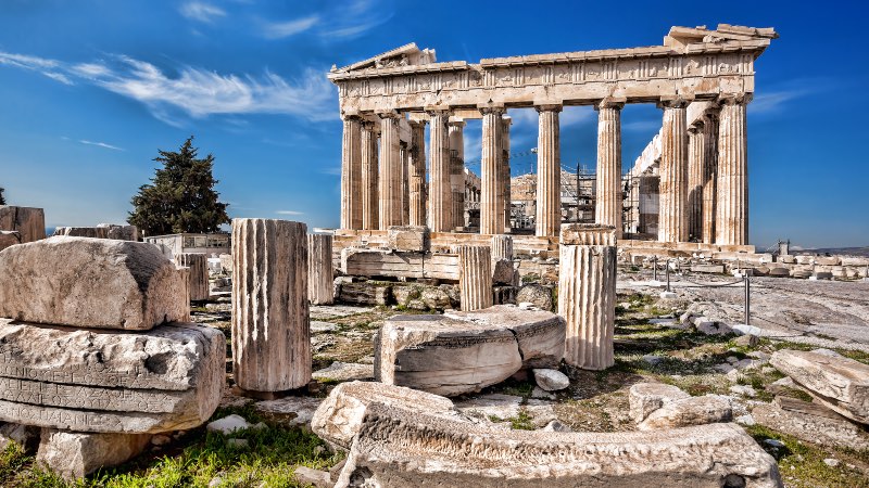 Acropolis with clouds in the background