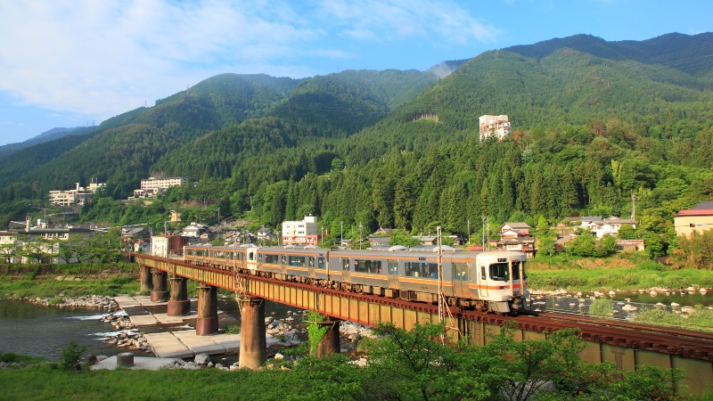 Train in Gero City in Gifu Prefecture