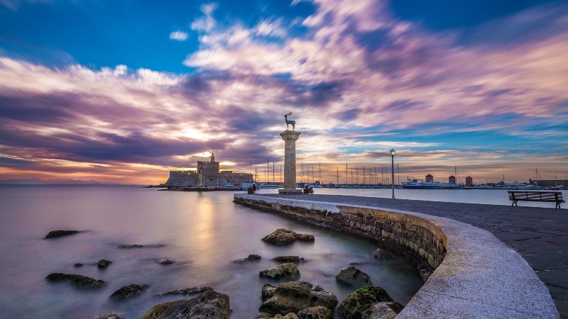 View of the harbour in Rhodes