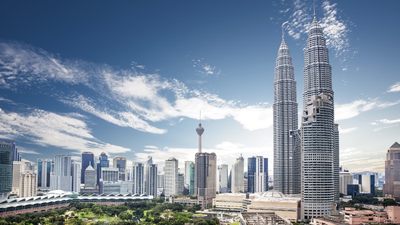 View of central Kuala Lumpur with the Petronas Towers 