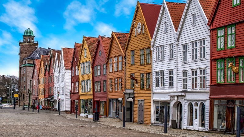 The colourful houses of Bryggen near Bergen