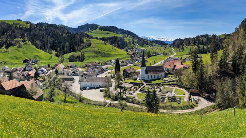 Mountains and villages surrounding Zurich