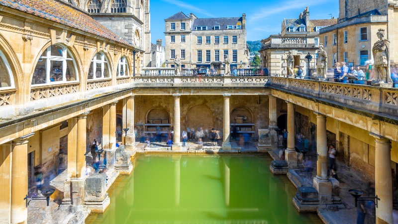 The Roman Baths in the city of Bath, England