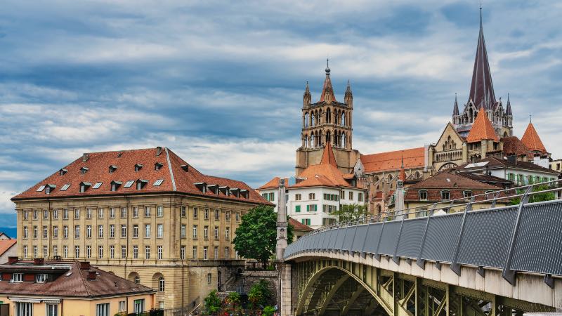 View of the cathedral in Lausanne